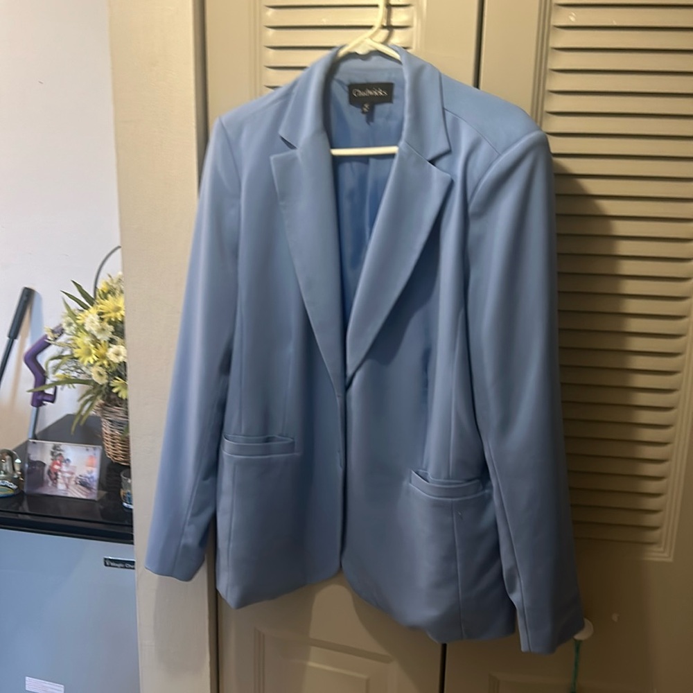 Chadwick’s Fully Lined Blue Blazer.  Worn Once.  Size 18T.